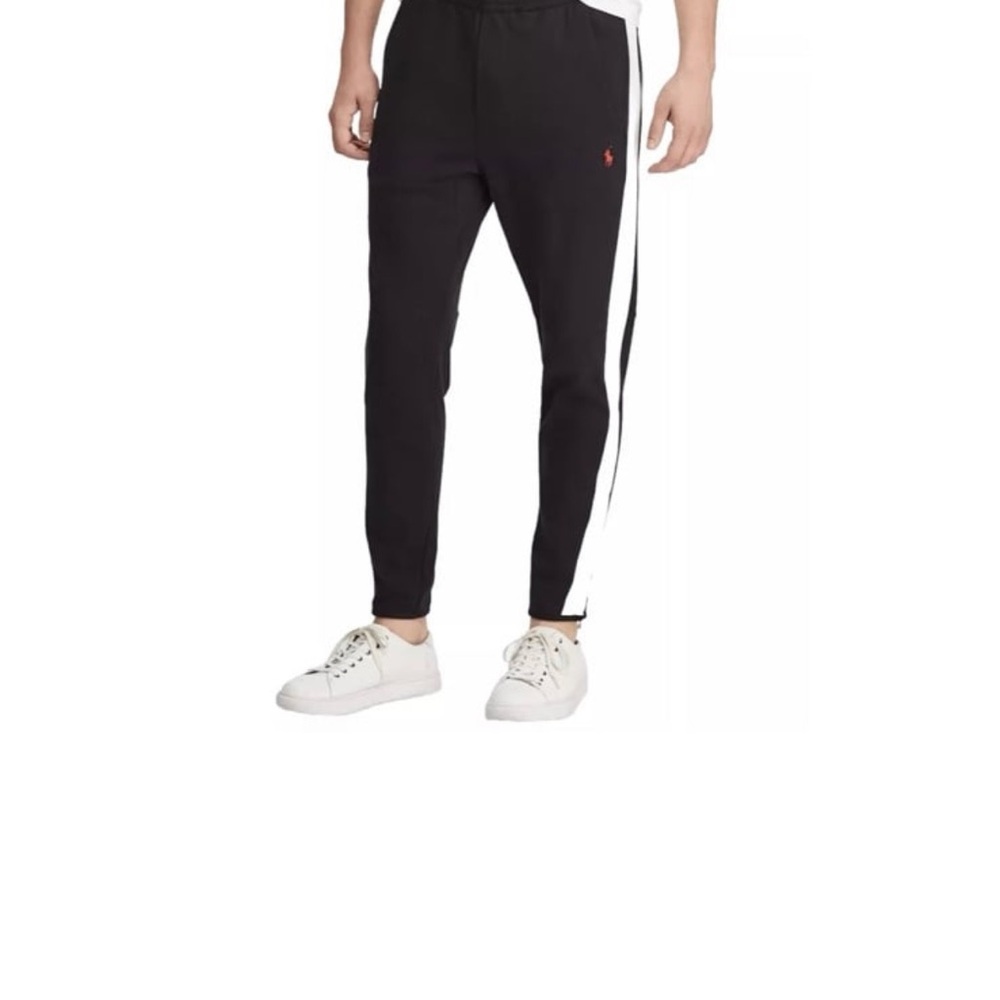 Polo Ralph Lauren Black Jogger Pants with White Stripe New W Tag Size M